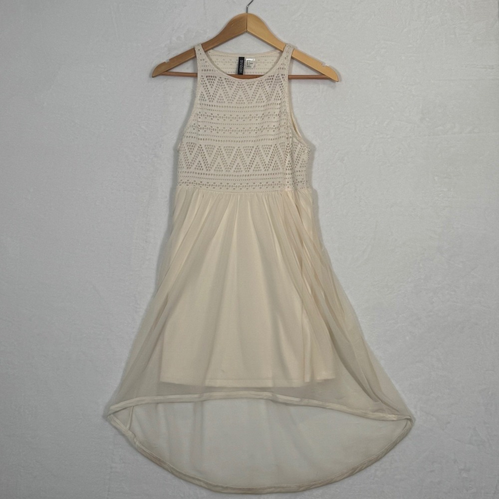 H&M Divided Cream Crochet Lace High-Low Dress Size 4